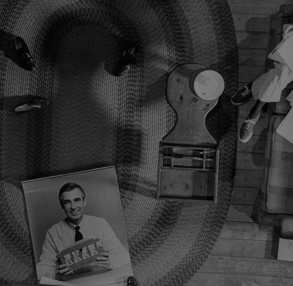 Bird's-eye view of Fred Rogers in his living room